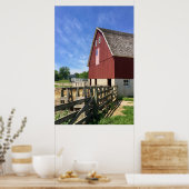 Farms Red Barn With American Flag Poster (Keuken)