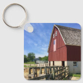 Farms Red Barn With American Flag Sleutelhanger (Voorkant)