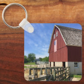Farms Red Barn With American Flag Sleutelhanger (Voorkant)