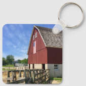 Farms Red Barn With American Flag Sleutelhanger (Achterkant)