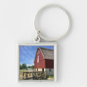 Farms Red Barn With American Flag Sleutelhanger (Voorkant)