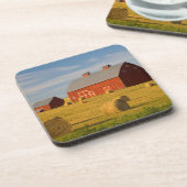 Farms Red Barns Near Hay Bales Bier Onderzetter (Linkerzijde)