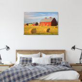 Farms Red Barns Near Hay Bales Canvas Afdruk (Insitu (Slaapkamer))