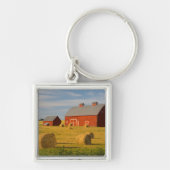 Farms Red Barns Near Hay Bales Sleutelhanger (Voorkant)