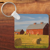 Farms Red Barns Near Hay Bales Sleutelhanger (Voorkant)