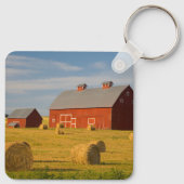 Farms Red Barns Near Hay Bales Sleutelhanger (Achterkant)