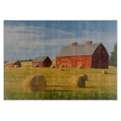 Farms Red Barns Near Hay Bales Snijplank (Voorkant)