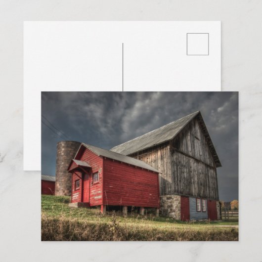 Farms | Red Wooden Barn in Michigan Briefkaart (Voorkant / Achterkant)