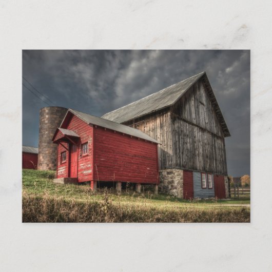 Farms | Red Wooden Barn in Michigan Briefkaart (Voorkant)