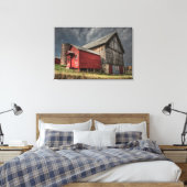 Farms Red Wooden Barn in Michigan Canvas Afdruk (Insitu (Slaapkamer))