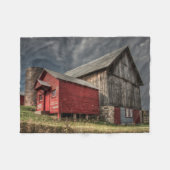 Farms Red Wooden Barn in Michigan Fleece Deken (Voorkant (Horizontaal))