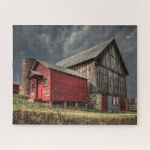 Farms   Red Wooden Barn in Michigan Legpuzzel
