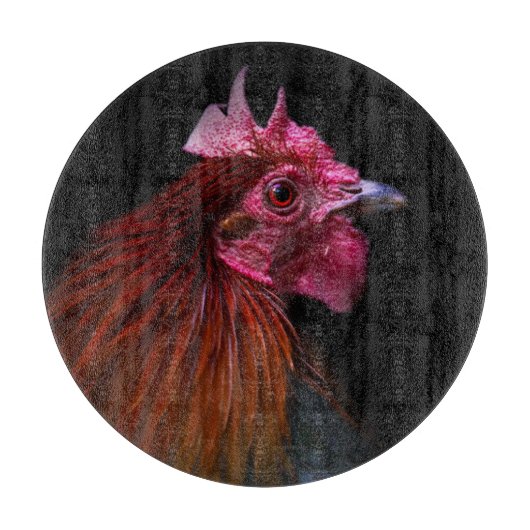 Farms | Rooster Head Shot Snijplank (Voorkant)