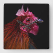 Farms | Rooster Head Shot Vierkante Klok (Voorkant)