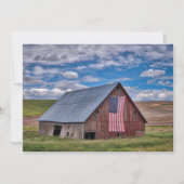 Farms Rustic Red Barn With American Flag Bedankkaart (Voorkant)