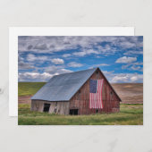 Farms Rustic Red Barn With American Flag Bedankkaart (Voorkant / Achterkant)