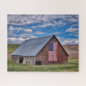 Farms Rustic Red Barn With American Flag Legpuzzel (Horizontaal)