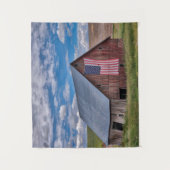 Farms Rustic Red Barn With American Flag Wandkleed (Voorkant)