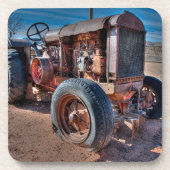 Farms | Rusty Antique Tractor Bier Onderzetter (Voorkant)