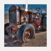 Farms | Rusty Antique Tractor Glas Ornament (Achterkant)