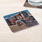 Farms | Rusty Antique Tractor Kartonnen Onderzetters (Schuin)