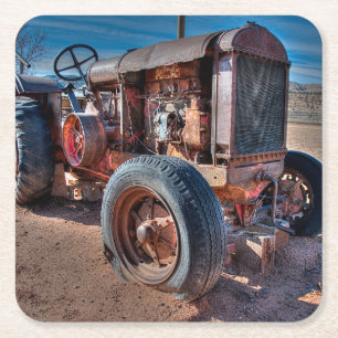 Farms Rusty Antique Tractor Kartonnen Onderzetters