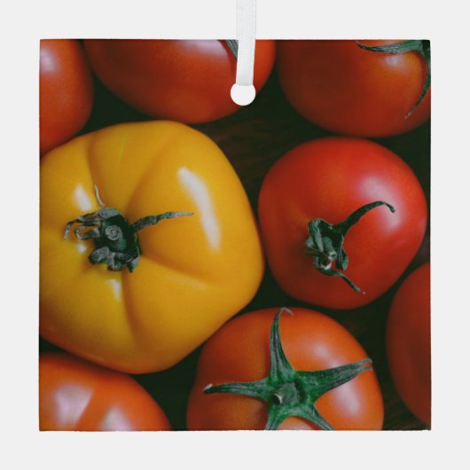 Farms Shiny Red & Yellow Tomatoes Glas Ornament (Achterkant)