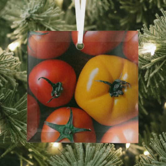Farms Shiny Red & Yellow Tomatoes Glas Ornament (Insitu)