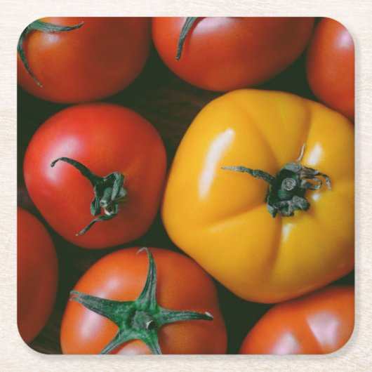 Farms Shiny Red & Yellow Tomatoes Kartonnen Onderzetters (Voorkant)