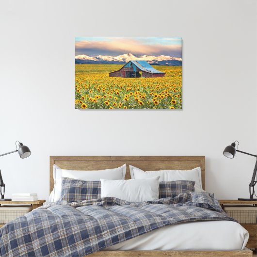 Farms | Sunflower Field Canvas Afdruk (Insitu (Slaapkamer))