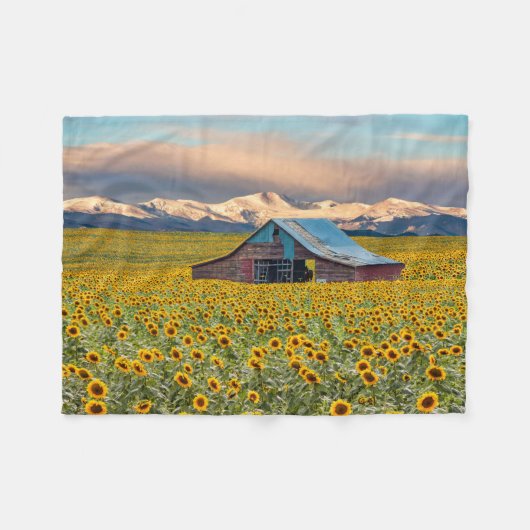 Farms | Sunflower Field Fleece Deken (Voorkant (Horizontaal))