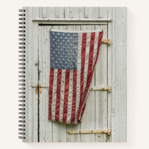 Farms White Barn Door With American Flag Notitieboek