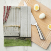 Farms White Barn Door With American Flag Theedoek (Quarter Fold)