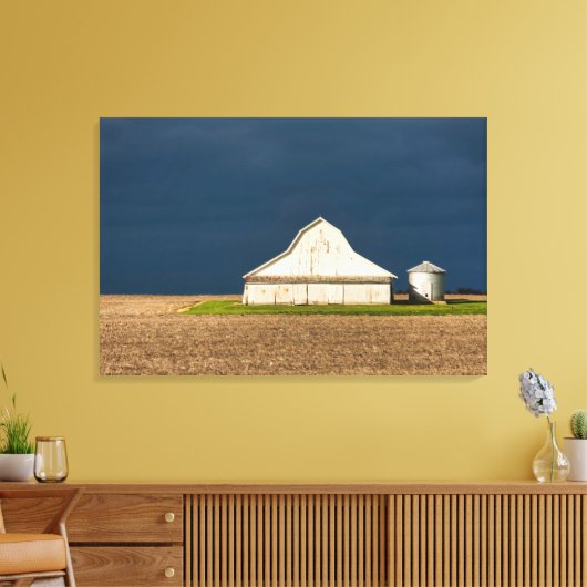 Farms White Barn & Silo Canvas Afdruk (Insitu (Woonkamer))