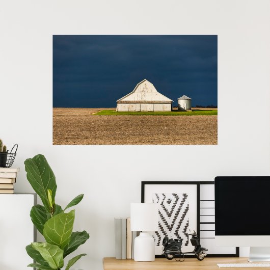 Farms White Barn & Silo Poster (Thuiskantoor)