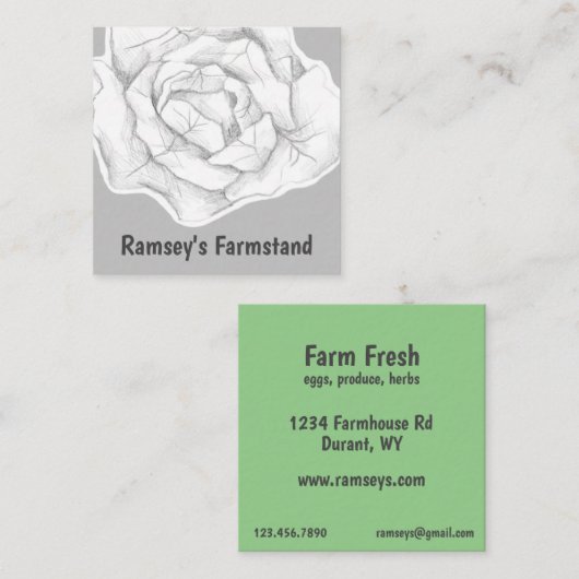 Farmstand kool groenten, vers product vierkante visitekaartje (Voorkant / Achterkant)