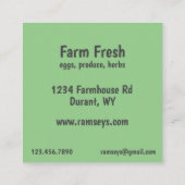 Farmstand kool groenten, vers product vierkante visitekaartje (Achterkant)