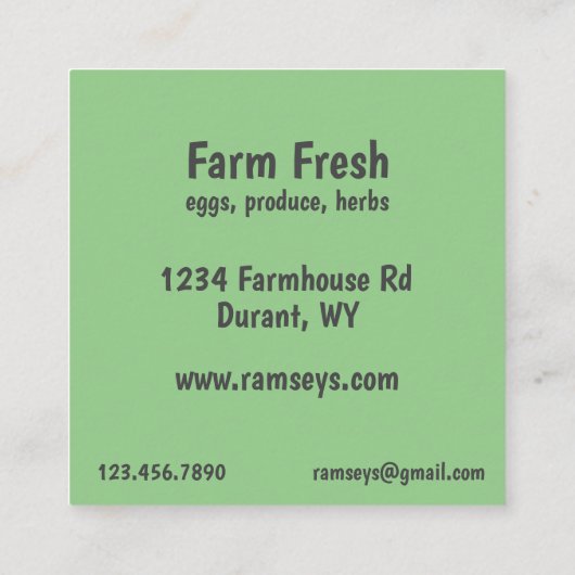 Farmstand kool groenten, vers product vierkante visitekaartje (Achterkant)