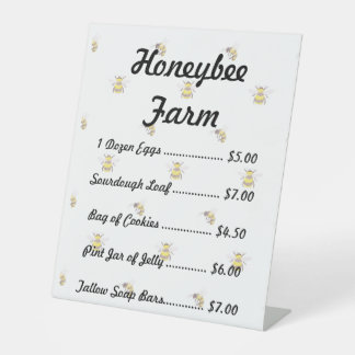 Farmstand Product Sign Template Honeybee Theme Reclamebord Met Voetstuk