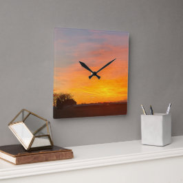 Farmstead Sunset Vierkante Klok