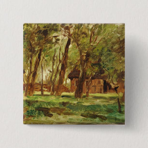 Farmstead under Trees Vierkante Button 5,1 Cm