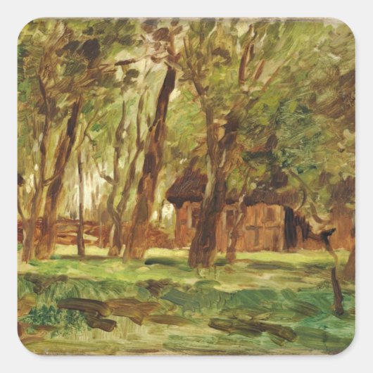 Farmstead under Trees Vierkante Sticker (Voorkant)