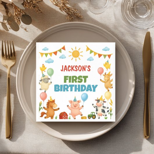 Farmyard Animals Birthday Party Napkins Servet