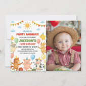 Farmyard Animals Birthday Party Photo Invitation Bedankkaart (Voorkant)