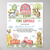 Farmyard Animals Birthday Party Time Capsule Sign Poster (Voorkant)