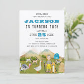 Farmyard Animals en Boy 2e verjaardag Kaart (Staand voorkant)