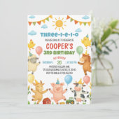 Farmyard Animals Kids Birthday Party Invitation Kaart (Staand voorkant)