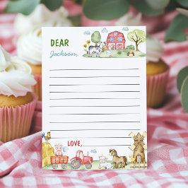 Farmyard Animals Time Capsule Note Bericht Kaart
