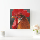 Farmyard Domestic Rooster Vierkante Klok (Huis)