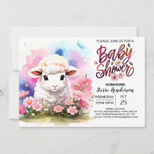 Farmyard Elegance Roze Schaap Meisje Baby shower Kaart